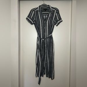 Linen blend shirt dress